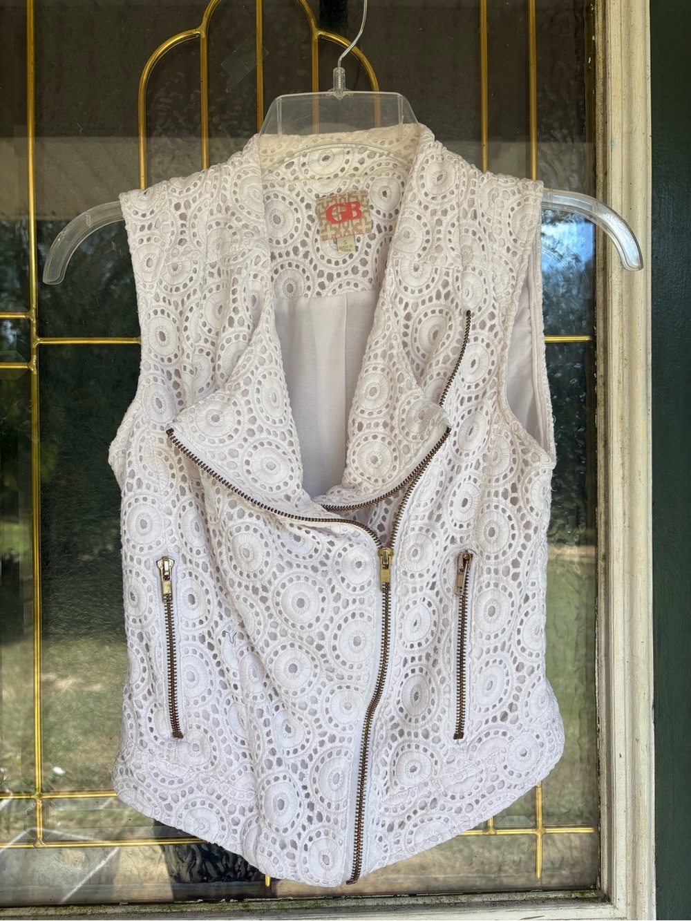Gianni Bini Lace Zip up vest